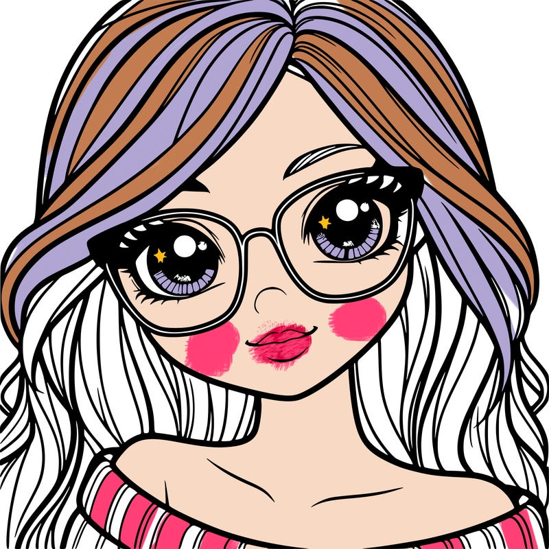 girl with beautiful eyes, hair, and glasses