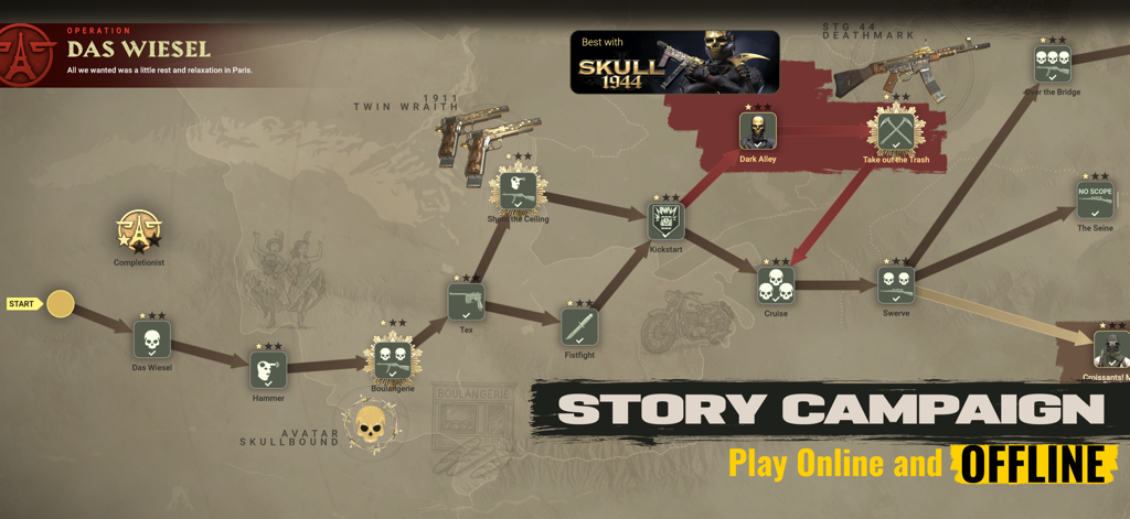 World War Legion: WW2 FPS PvP - World War Legion story campaign mission map with offline play