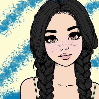 realistic girl with braids