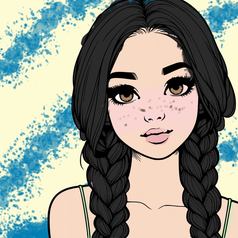 realistic girl with braids