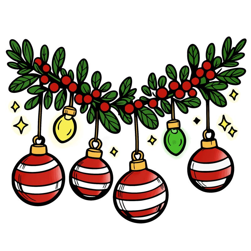 christmas garland with big bulbs