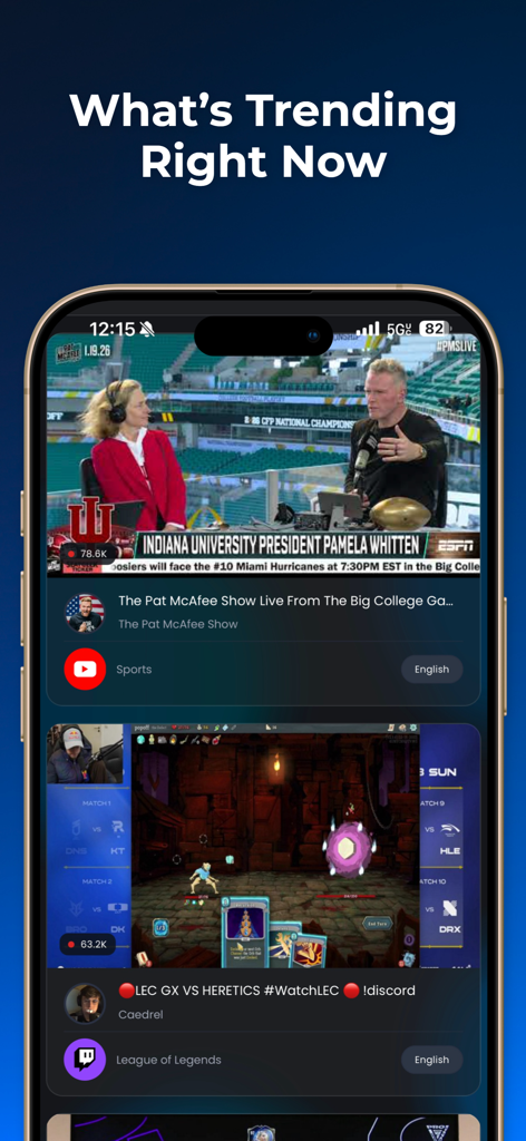 WhosLive: Live Streaming - YouTubeやTwitchなどのプラットフォームからのトレンドライブストリームを表示するWhosLiveアプリ