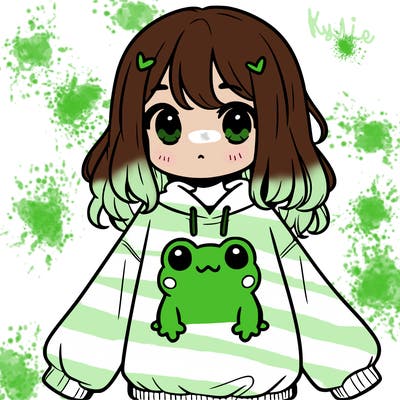 girl wearing frogging sweatshirt