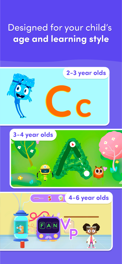 Wonjo Kids Learning Games - Juegos educativos apropiados para la edad para niños de 2 a 6 años que presentan reconocimiento de letras y actividades de ortografía.