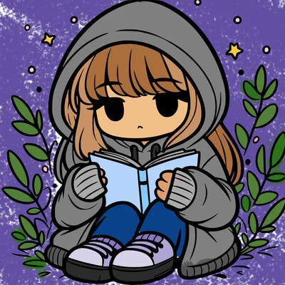 girl in oversized hoodie reading a book