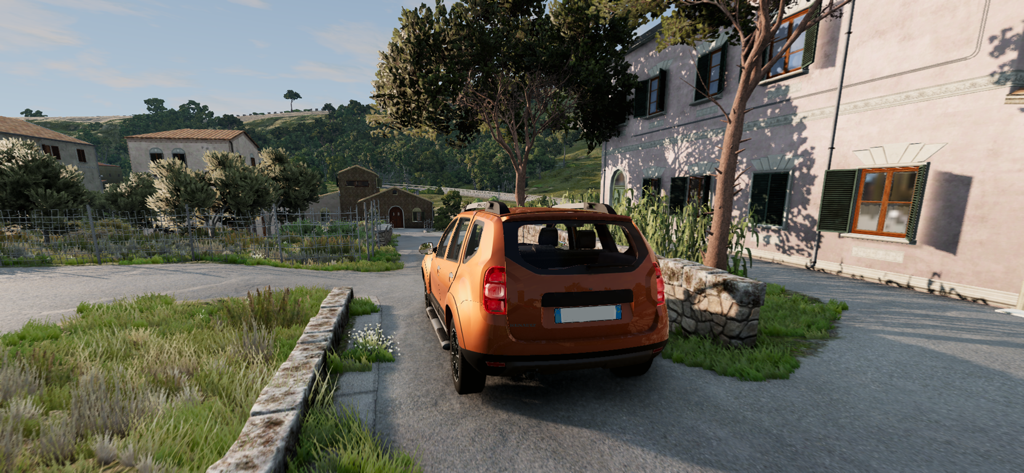 OffRoad SUV Car Simulator 2026 - An orange SUV driving through an open world environment in a realistic car simulator game.