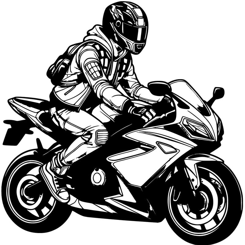realistic biker boy with biker helmet on sports bike