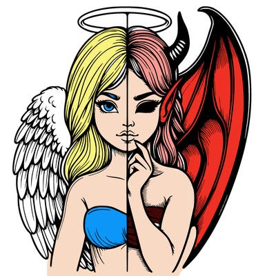 realistic angel half demon