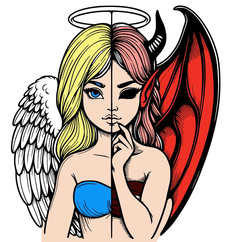 realistic angel half demon