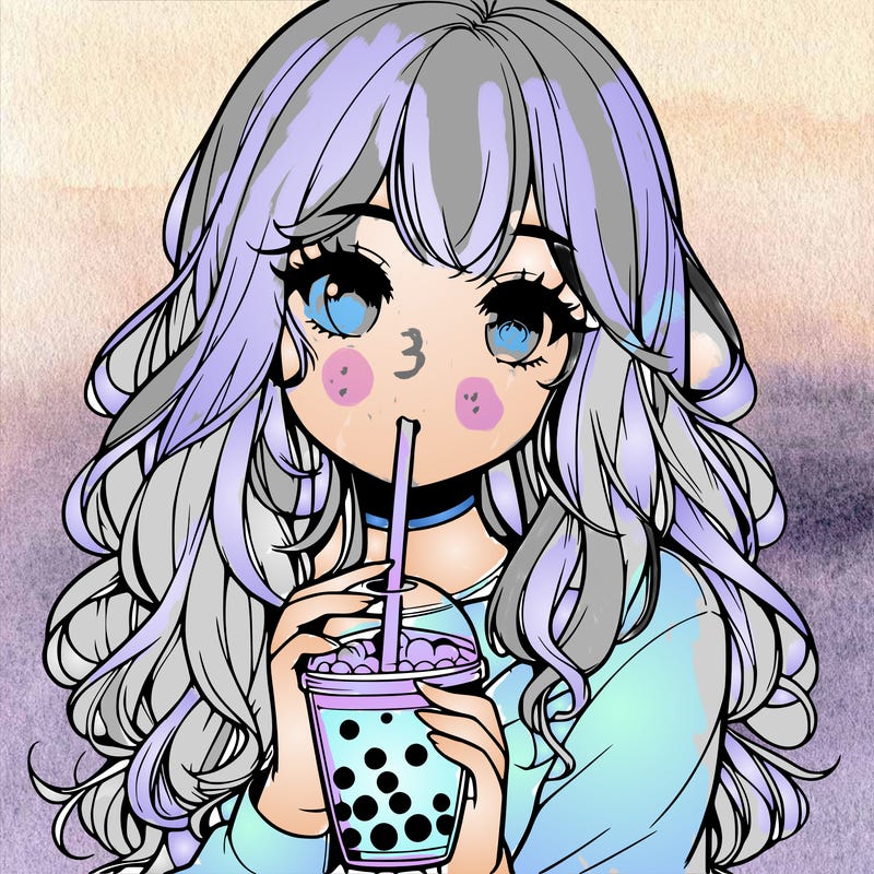 realistic girl drink a boba