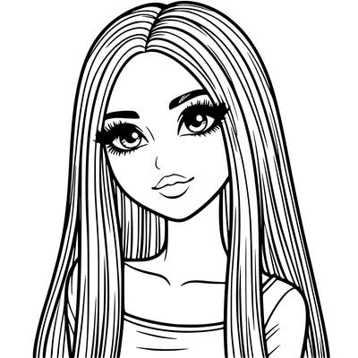 realistic girl with straight and long hair