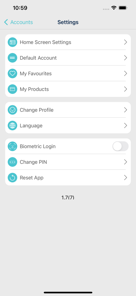 KCB iBank - Settings screen of the KCB iBank mobile app showing profile security and language options