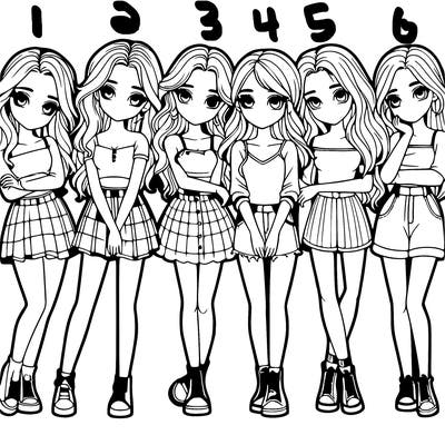 a group of girls realistic