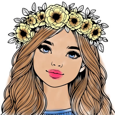 realistic girl with flower crown