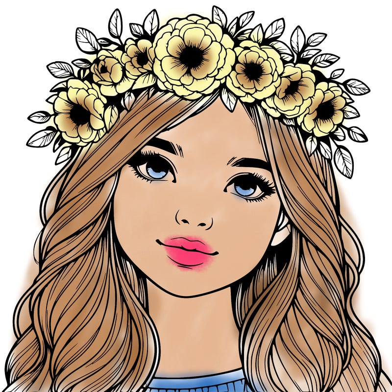 realistic girl with flower crown