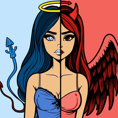 devil vs angel realistic girl