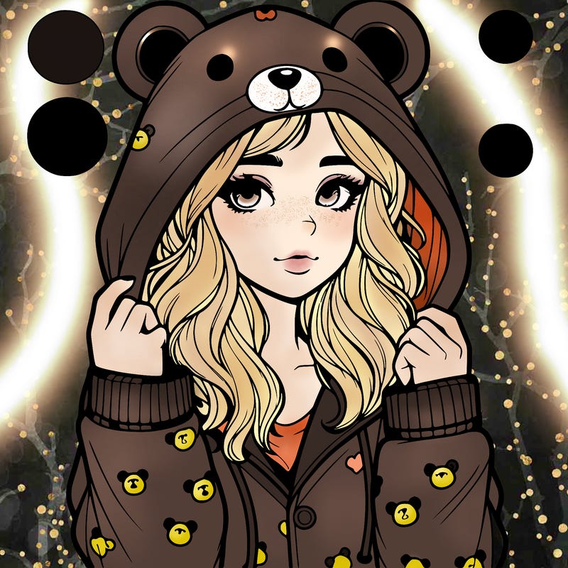 realistic girl in a animal pjs hoodie