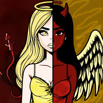 devil vs angel realistic girl