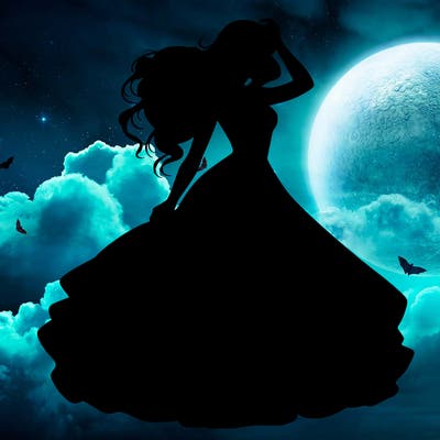 realistic woman with dress flowing in the wind