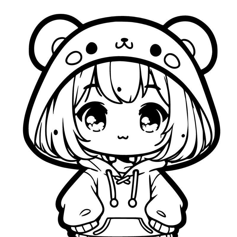 cute anime girl bear hoodie