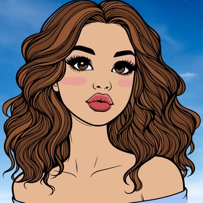 realistic girl with wavy hair and lips