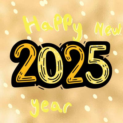 one line scrawled numbers sketch design “2025”