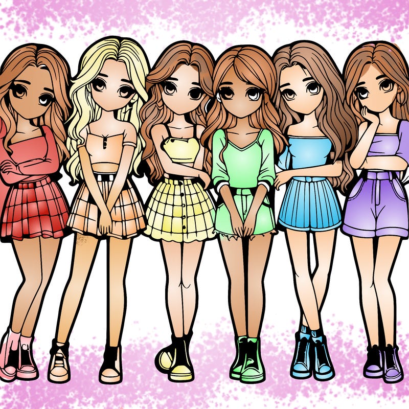 a group of girls realistic