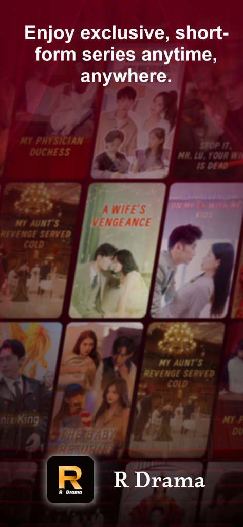 R Drama app featuring a collection of exclusive short-form series posters