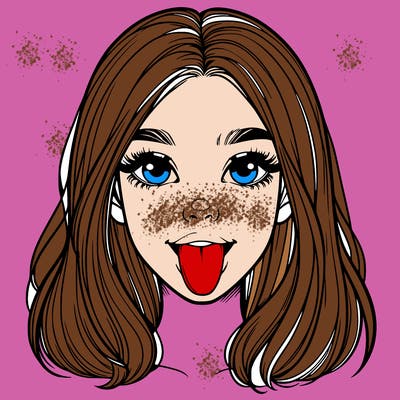 realistic girl with her tongue out