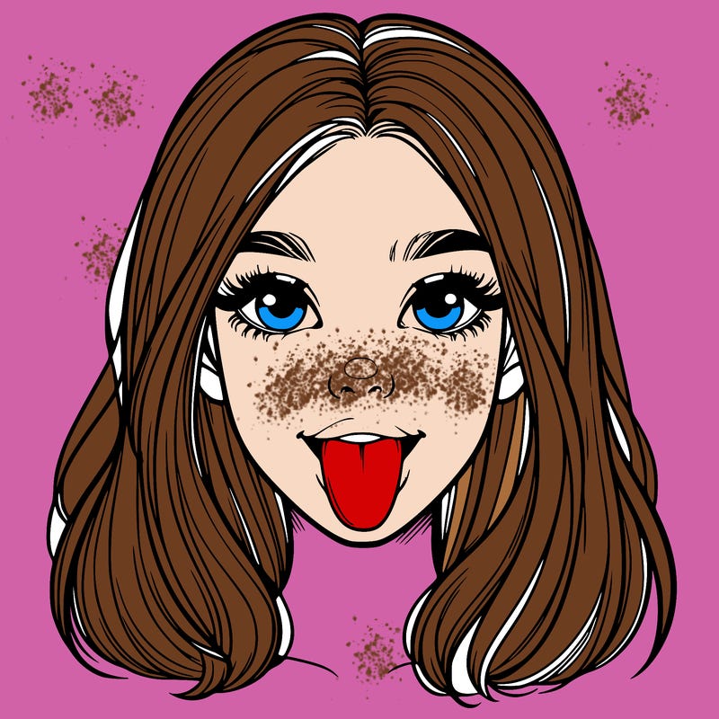 realistic girl with her tongue out