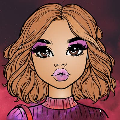 realistic girl with full lips and big eyes