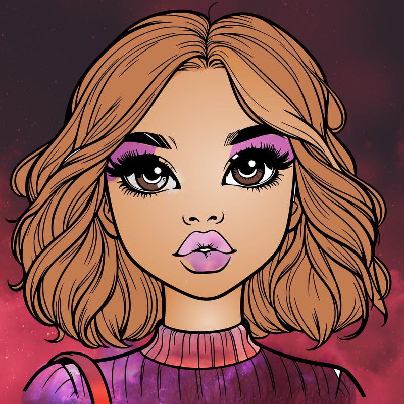 realistic girl with full lips and big eyes