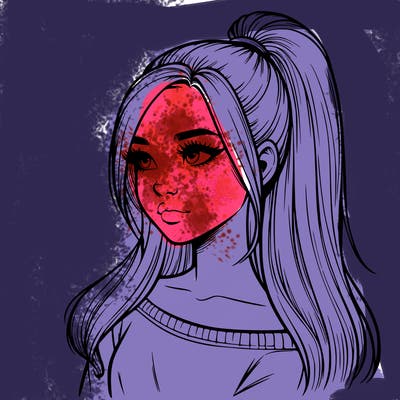 realistic girl with a high ponytail