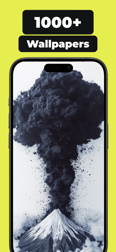 Live Wallpaper & 4K - WallPix - Pantalla de iPhone que muestra un fondo de pantalla de volcán de alta resolución de la colección de WallPix