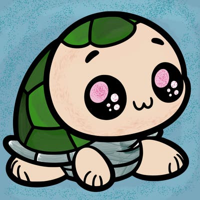 cute little animated turtle