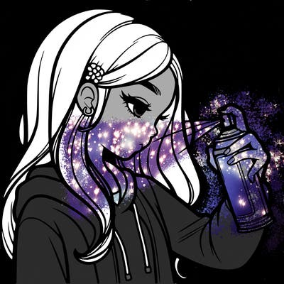 a realistic girl spray painting