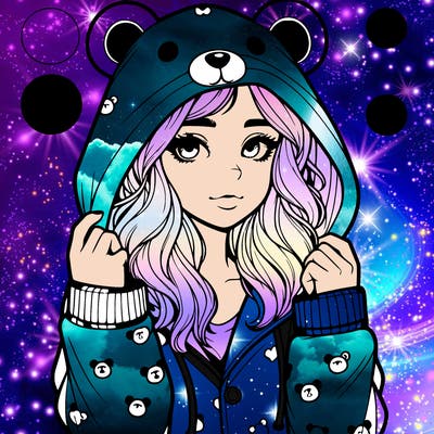 realistic girl in a animal pjs hoodie