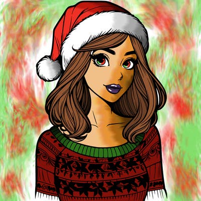 realistic lady in a christmas sweater