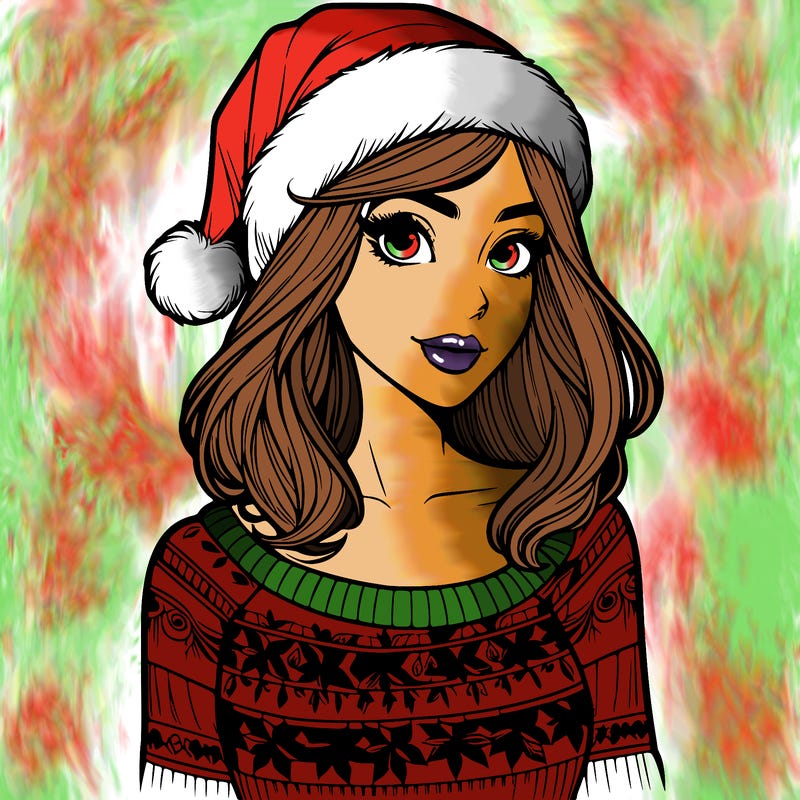 realistic lady in a christmas sweater