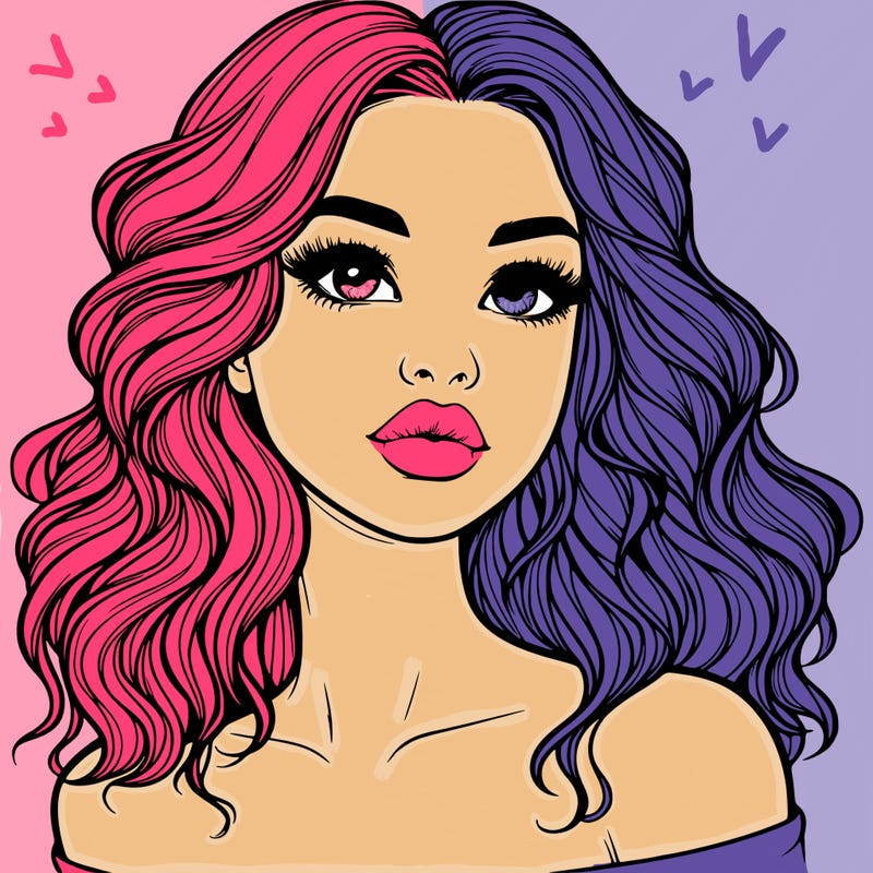 realistic girl with wavy hair and lips