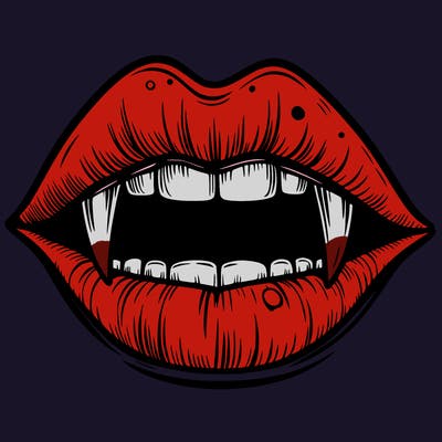 lips with vampire teeth