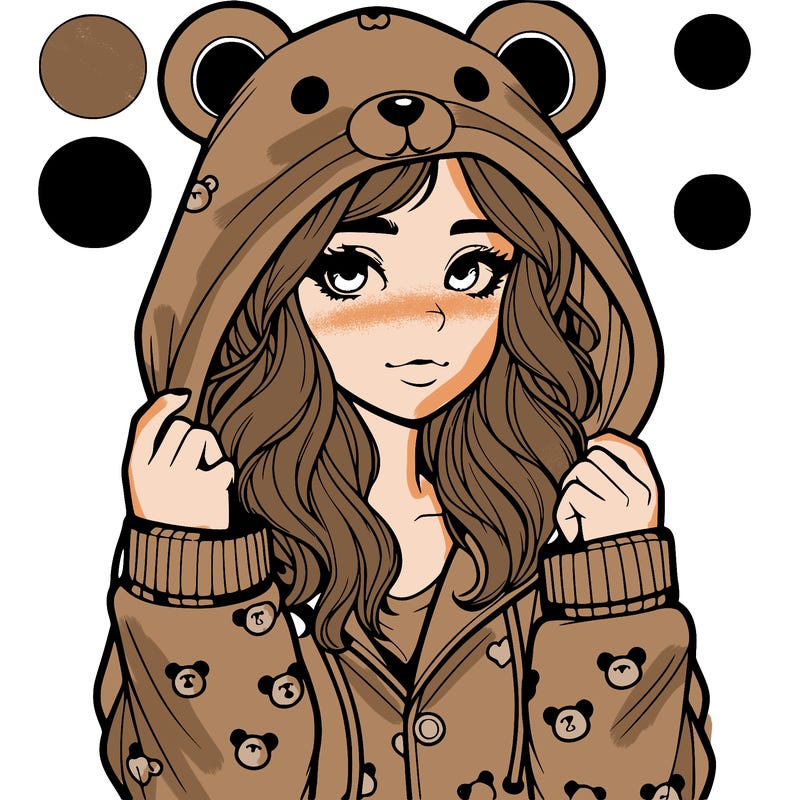 realistic girl in a animal pjs hoodie