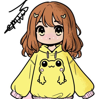 girl wearing frogging sweatshirt