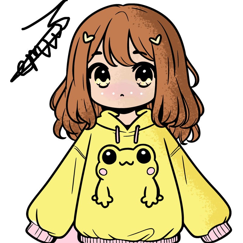 girl wearing frogging sweatshirt