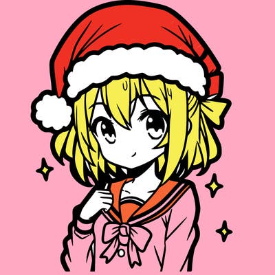 anime girl wearing a santa hat