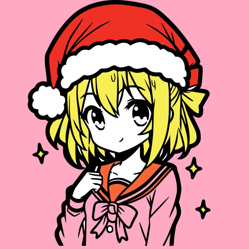 anime girl wearing a santa hat