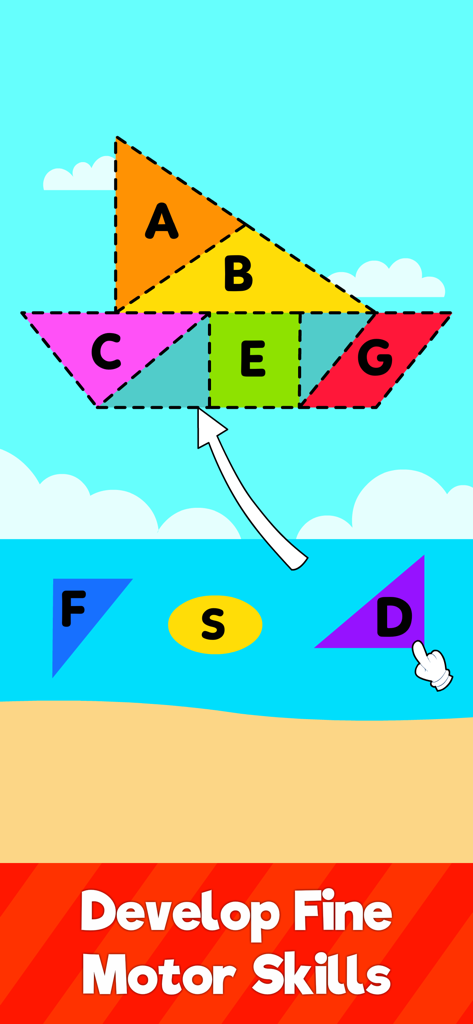 ABC Alphabet Learning for Kids - Un juego de acertijos tangram del alfabeto para que los niños desarrollen habilidades motoras finas