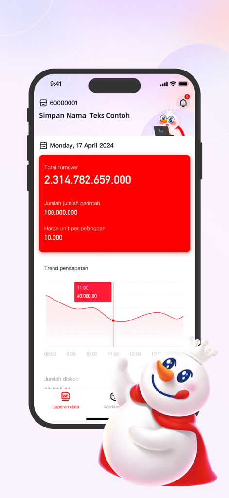 My MIXUE - My MIXUE app interface showing store turnover and revenue trend analytics dashboard