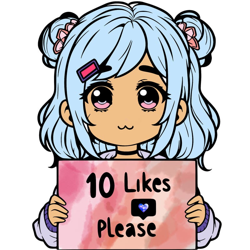 a girl with a sign saying 10 likes please