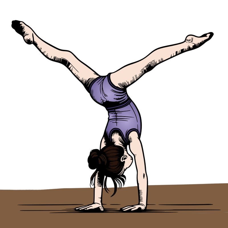 realistic gymnastic hand stand girl in four splits